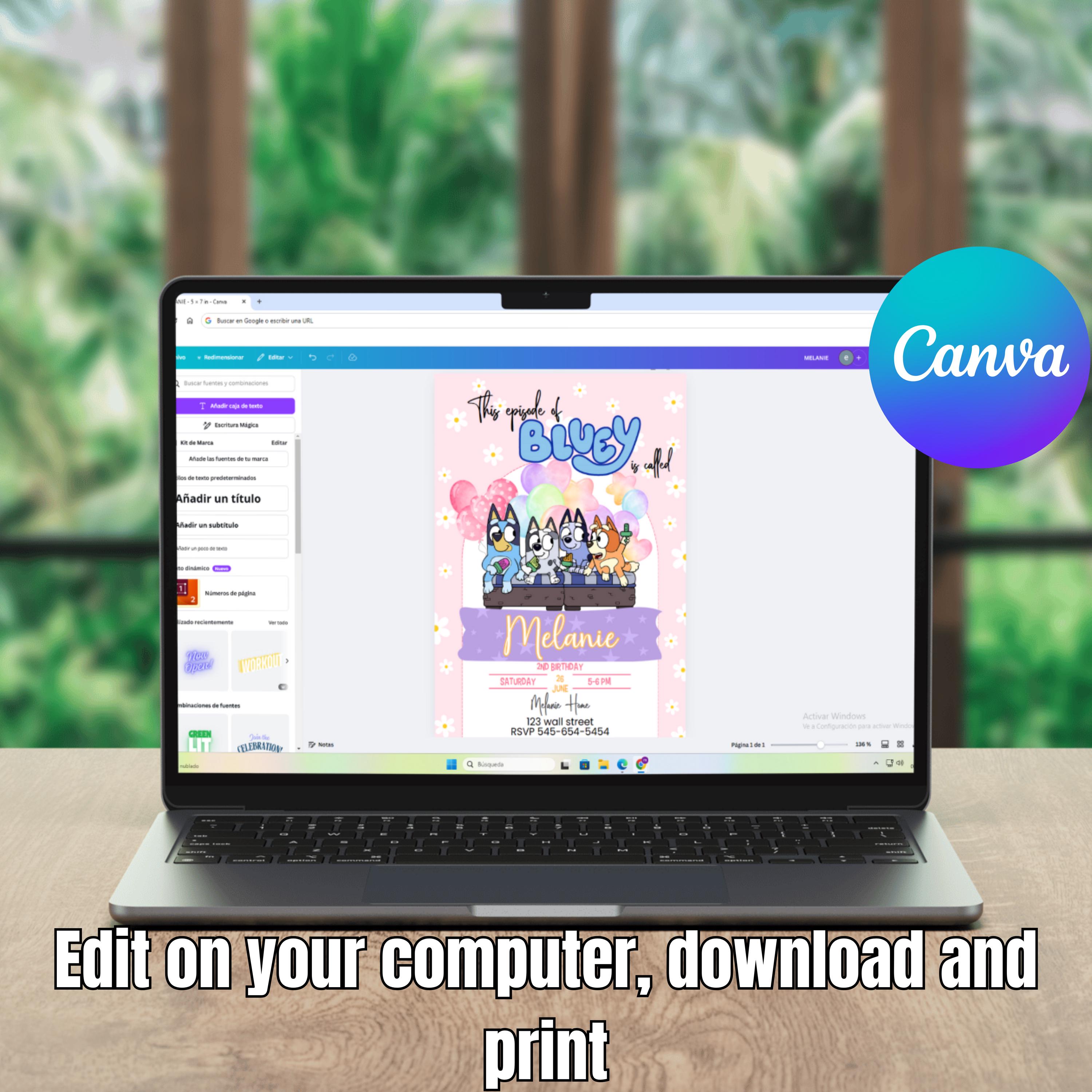 Editable Bluey Digital Invitation