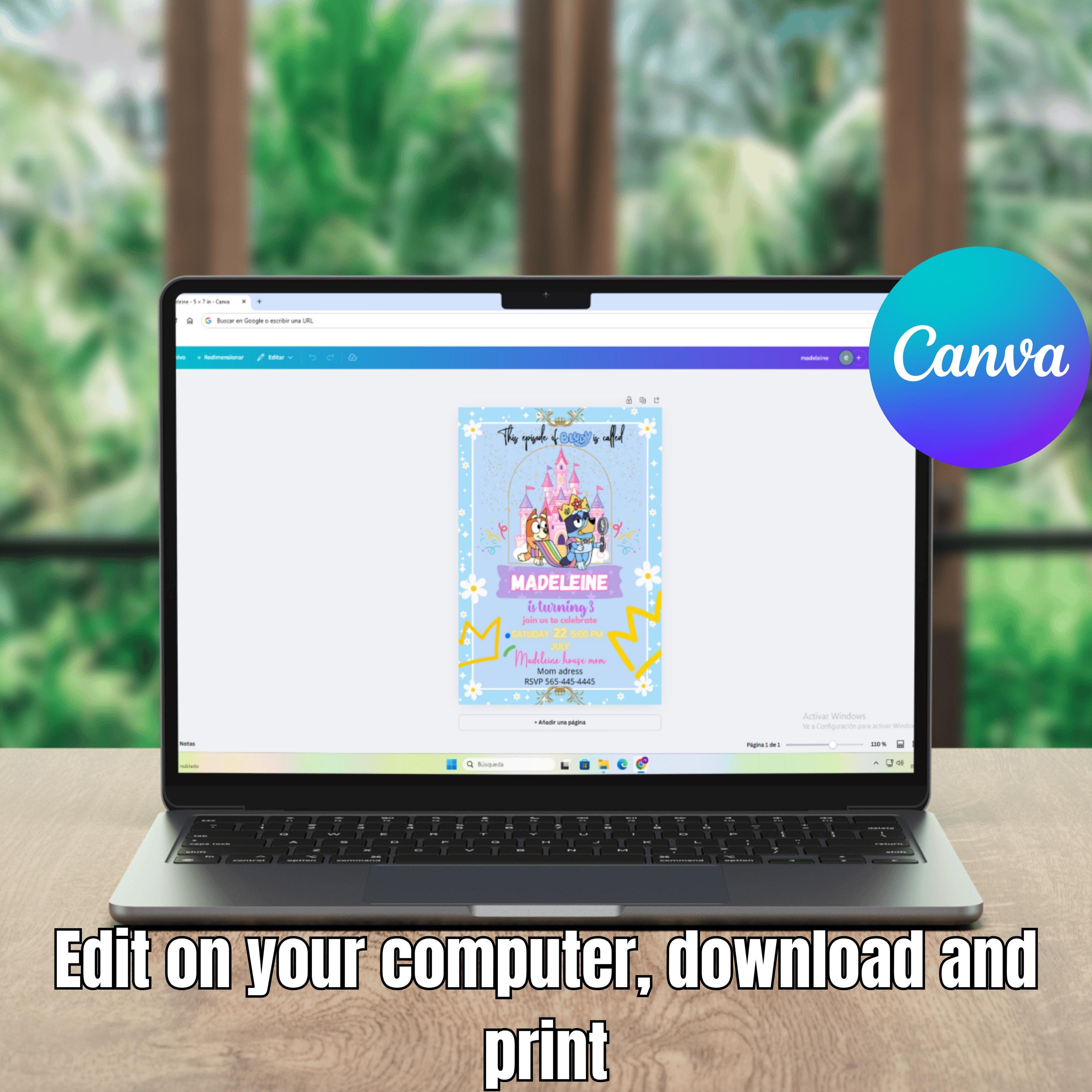 Instant Download Bluey Invitation