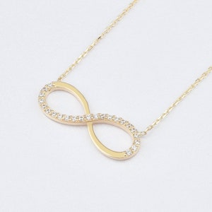 14K Gold Infinity Halskette, Gold Infinity Halskette, Infinity Charm Halskette, zeitlose Halskette, 14K Gold Halskette, Liebeskette.