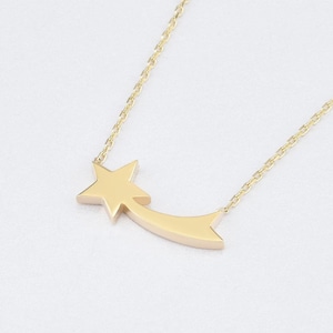 Gold Falling Star Necklace, 14K Gold Falling Star Necklace, Falling Star Charm Necklace, Star Necklace,  Star Pendant, Star Gold Necklace.
