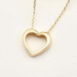 Herz Halskette, 14K Gold Herz Halskette, Liebe Halskette, Herz Charm Halskette, 14K Gold Halskette, Lucky Heart Halskette.