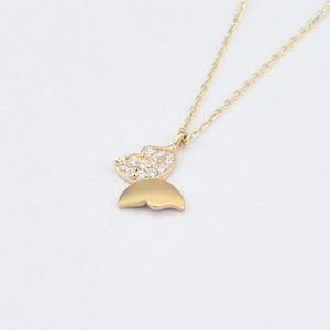 Butterfly Tiny Necklace, 14K Gold Butterfly Necklace, Butterfly Necklace, Butterfly Charm Necklace, Animal Necklace, Gold Animal Necklace.