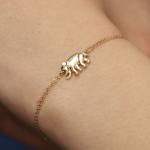 14K Gold Elephant Bracelet, Elephant Bracelet, Elephant Charm Bracelet, Animal Bracelet, Gold Elephant Charm Bracelet, 14K Gold Bracelet.
