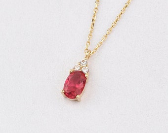 14K Gold Ruby Necklace, 14K Gold Ruby Necklace, Ruby Stone Necklace, July Birthstone, Gemstone Necklace, July Birthstone Necklace