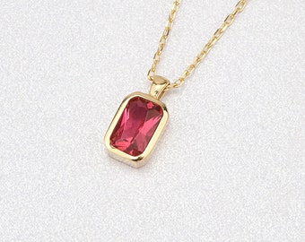 14K Gold Ruby Necklace, 14K Gold Ruby Necklace, Ruby Stone Necklace, July Birthstone, Gemstone Necklace, July Birthstone Necklace