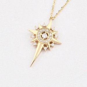 14K Gold North Star Necklace, Gold North Star Necklace, North Star Charm Necklace, Star Necklace, North Star Pendant, Gold Necklace.