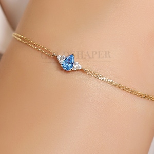 14K Gold Aquamarin Armband, Gold Aquamarin Armband, Aquamarin Armband, März Geburtsstein, Edelstein Armband, 14K Gold Armband.