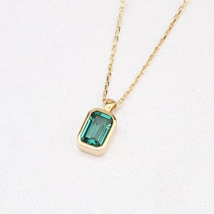 14K Gold Emerald Necklace, 14K Gold Emerald Necklace, Emerald Stone Necklace, May Birthstone, Gemstone Necklace, May Birthstone Necklace