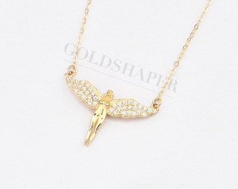 14K Gold Angel Necklace, Gold Angel Necklace, Angel Guardian Necklace, Angel Charm Necklace, 14K Gold Necklace, Guardian Angel Necklace.