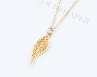 14K Gold Angel Wing Necklace, Gold Wing Necklace, Wing Necklace, Angel Necklace, Angel Guardian Necklace, Angel Wing Charm Necklace.