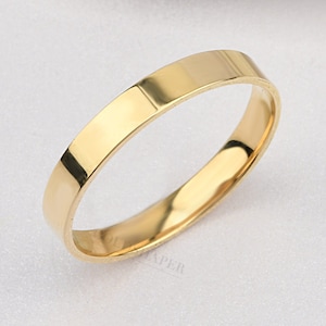 3MM Flat 14K-18K Gold Wedding Band , 3 MM Width, Polished Ring, Free Engrave, Comfort Wedding Band, Gold Engagement Ring, Wedding Band Gold.