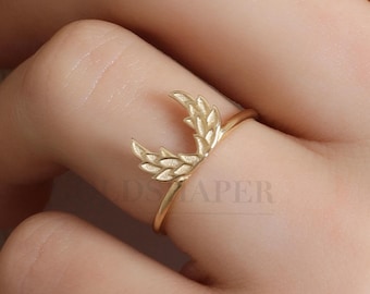 Angel Wing Ring, 14K Gold Angel Wing Ring, Wing Ring, Angel Gold Ring, Angel Ring, Gold Wing Ring, Wing Shape Ring, Protection Ring.
