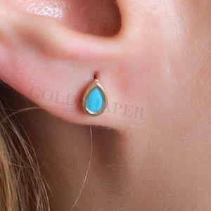 Brincos de turquesa, brincos de turquesa em ouro 14K, brincos de turquesa em ouro, brincos de pedras preciosas, brincos de pedras preciosas, brincos de 14K.