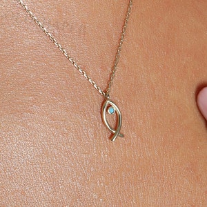 14K Gold Fish Necklace, Gold Fish Necklace, Fish Necklace, Fish Charm Necklace, Animal Necklace, Gold Animal Necklace.