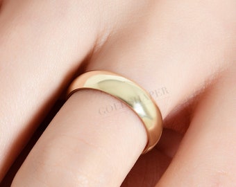 5MM Domed 14K-18K Gold Wedding Band , 5 MM Width, Polished Ring, Free Engrave, Comfort Wedding Band, Gold Engagement Ring, Wedding Band Gold