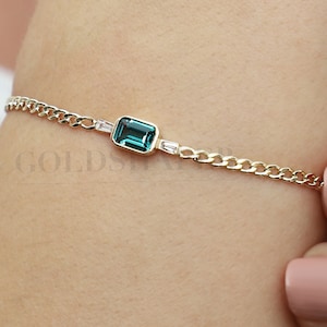 14K Gold Emerald Bracelet, 14K Gold Emerald Bracelet, Emerald Bracelet, May Birthstone, 14K Gold Bracelet, May Birthstone Ring.