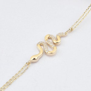 Snake Gold Bracelet, 14K Gold Snake Bracelet, Serpent Bracelet, Snake Bracelet, Snake Charm Bracelet, Animal Bracelet, 14K Gold Bracelet.
