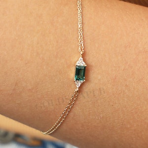 14K Gold Emerald Bracelet, 14K Gold Emerald Bracelet, Emerald Bracelet, May Birthstone, 14K Gold Bracelet, May Birthstone Ring.