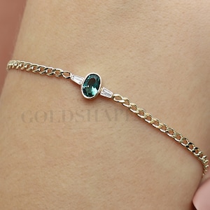 14K Gold Emerald Bracelet, 14K Gold Emerald Bracelet, Emerald Bracelet, May Birthstone, 14K Gold Bracelet, May Birthstone Ring.