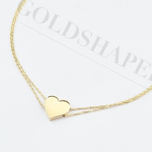 14K Gold Heart Bracelet, Gold Heart Bracelet, Lover Bracelet, Love Bracelet, Gold Heart Charm Bracelet, 14K Gold Bracelet.