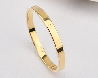 2MM Flat 14K Gold Wedding Band, 2 MM Width, Polished Ring, Free Engrave, Comfort Wedding Band, Gold Engagement Ring, Wedding Band Gold.