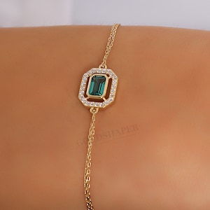 14K Gold Emerald Bracelet, 14K Gold Emerald Bracelet, Emerald Bracelet, May Birthstone, 14K Gold Bracelet, May Birthstone Ring.