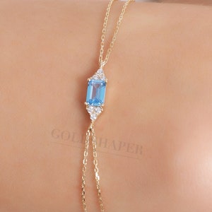 14K Gold Aquamarin Armband, Gold Aquamarin Armband, Aquamarin Armband, März Geburtsstein, Edelstein Armband, 14K Gold Armband.