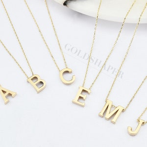 Collar de letras de oro, collar de letras iniciales de oro de 14 quilates, collar de letras, collar de letras de oro, collar de oro, colgante de letras de oro.