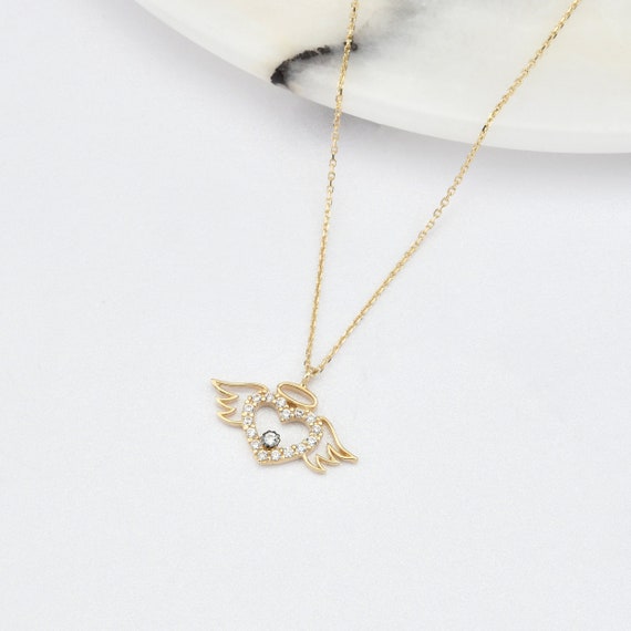 14K Gold Heart Necklace, Gold Heart Necklace, Love Necklace, Heart Charm Necklace, 14K Gold Necklace, Lucky Heart Necklace.