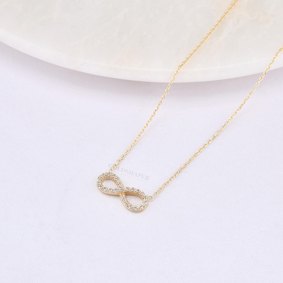 14K Gold Infinity Necklace, Gold Infinity Necklace, Infinity Charm Necklace, Timeless Necklace, 14K Gold Necklace, Love Necklace.