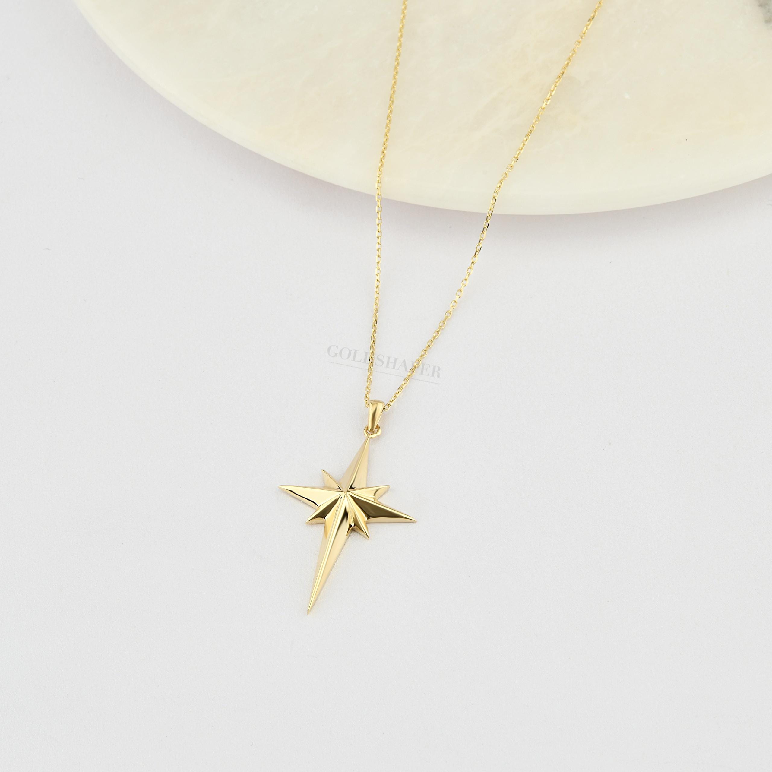 ミュージシャン Star Necklace Gold 14K Gold North Star Necklace, Gold North Star Necklace