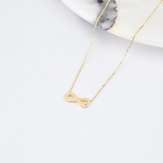 14K Gold Infinity Necklace, Gold Infinity Necklace, Infinity Charm Necklace, Timeless Necklace, 14K Gold Necklace, Love Necklace.