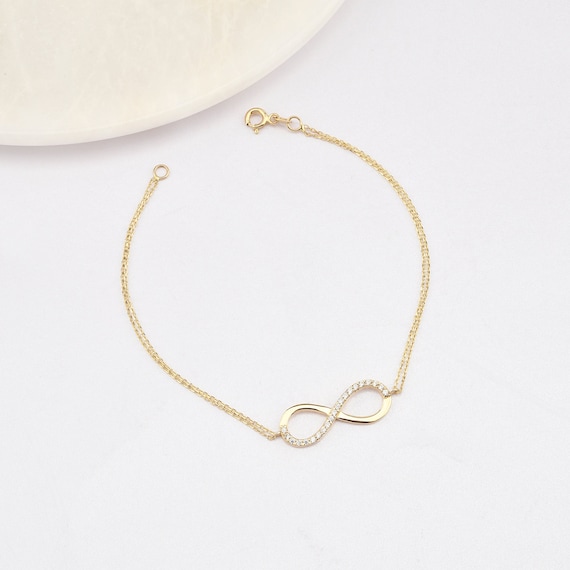 14K Gold Infinity Bracelet, Infinity Bracelet, Infinity Charm Bracelet, Gold Infinity Bracelet, Gold Love Charm Bracelet, 14K Gold Bracelet.