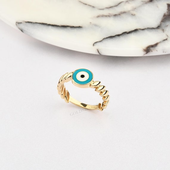 Evil Eye Ring, 14K Gold Evil Eye Ring, Eye Ring, Eye Gold Ring, Handmade Ring, Nazar Ring, Evil Eye Ring, Protection Ring.