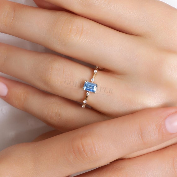 14K Gold Aquamarine Stone Ring, Aquamarine Gold Ring, Aquamarine Pear Shape Ring, Gold Aquamarine Ring, Gemstone Ring, March Birthstone Ring