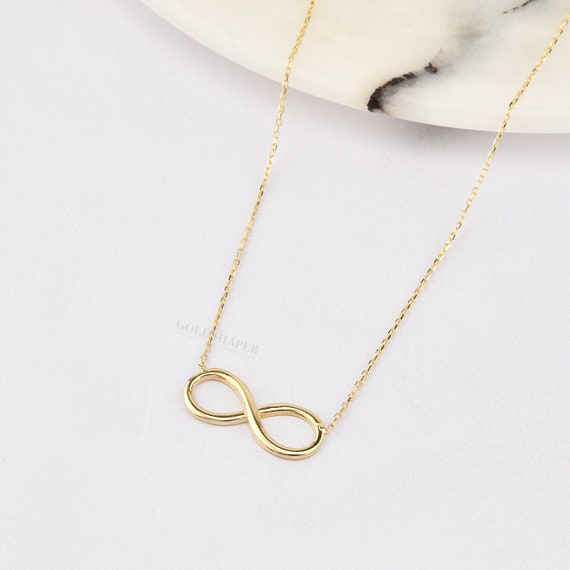 14K Gold Infinity Necklace, Gold Infinity Necklace, Infinity Charm Necklace, Timeless Necklace, 14K Gold Necklace, Love Necklace.