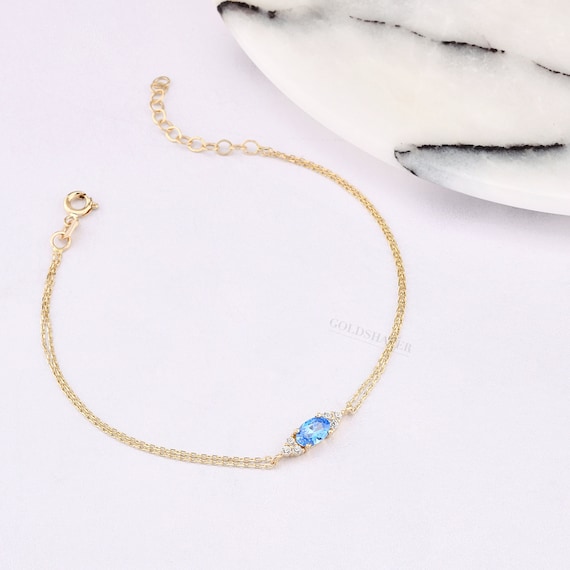 14K Gold Aquamarine Bracelet, Gold Aquamarine Bracelet, Aquamarine Bracelet, March Birthstone, Gemstone Bracelet, 14K Gold Bracelet.