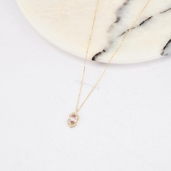 Morganite Necklace, 14K Gold Morganite Necklace, Morganite Stone Necklace, June Birthstone, Gemstone Necklace, Gold Birthstone.