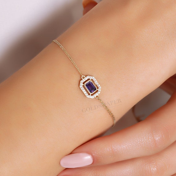 Amethyst Bracelet, 14K Gold Amethyst Bracelet, Amethyst Bracelet, February Birthstone, Amethyst Gemstone Bracelet, 14K Gold Bracelet.