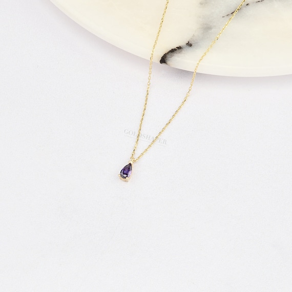 14K Gold Amethyst Necklace, 14K Gold Amethyst Necklace, Amethyst Stone Necklace, February Birthstone, Gemstone Necklace, Birthstone Necklace