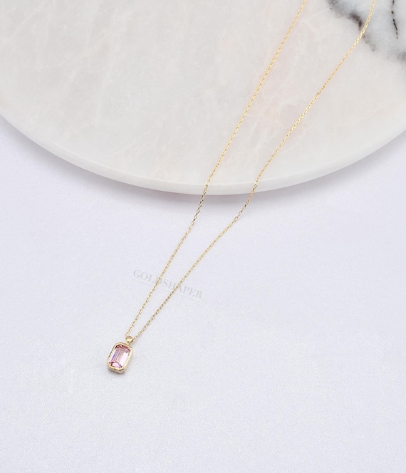 Morganite Necklace, 14K Gold Morganite Necklace, Morganite Stone Necklace, June Birthstone, Gemstone Necklace, Gold Birthstone.