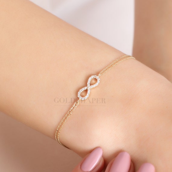 14K Gold Infinity Bracelet, Infinity Bracelet, Infinity Charm Bracelet, Gold Infinity Bracelet, Gold Love Charm Bracelet, 14K Gold Bracelet.