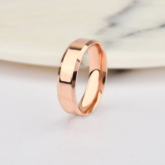 5MM Flat 14K-18K Gold Wedding Band, 5 MM Width, Diamond Cut Corners, Polished Ring, Free Engrave, Comfort Wedding Band, Gold Engagement Ring