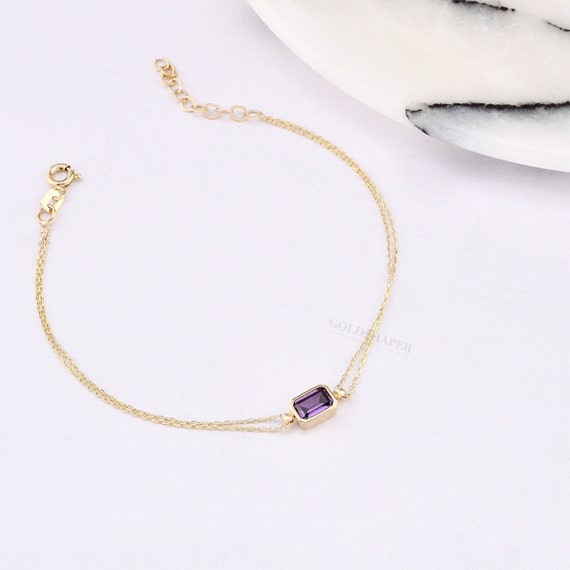 Amethyst Bracelet, 14K Gold Amethyst Bracelet, Amethyst Bracelet, February Birthstone, Amethyst Gemstone Bracelet, 14K Gold Bracelet.