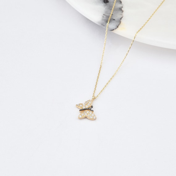 Butterfly Necklace, 14K Gold Butterfly Necklace, Butterfly Necklace, Butterfly Charm Necklace, Animal Necklace, Gold Animal Necklace.