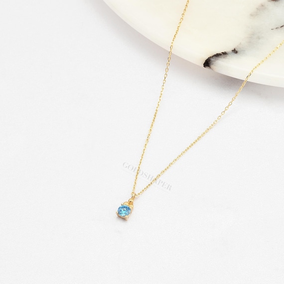 Aquamarine Necklace, 14K Gold Aquamarine Necklace, Aquamarine Stone Necklace, March Birthstone, Gemstone Necklace, March Birthstone Necklace