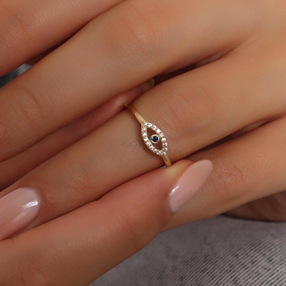Evil Eye Ring, 14K Gold Evil Eye Ring, Eye Ring, Eye Gold Ring, Handmade Ring, Nazar Ring, Evil Eye Ring, Protection Ring.