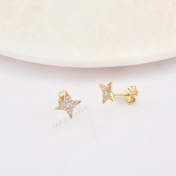 North Star Tiny Earrings, 14K Gold North Star Earrings, Star Earrings, North Star Stud Earrings, Calestial Earrings, Gold Star Earrings, 14K