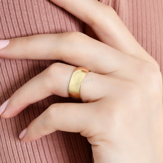 7MM Flat 14K-18K Gold Wedding Band , 7 MM Width, Polished Ring, Free Engrave, Comfort Wedding Band, Gold Engagement Ring, Wedding Band Gold.