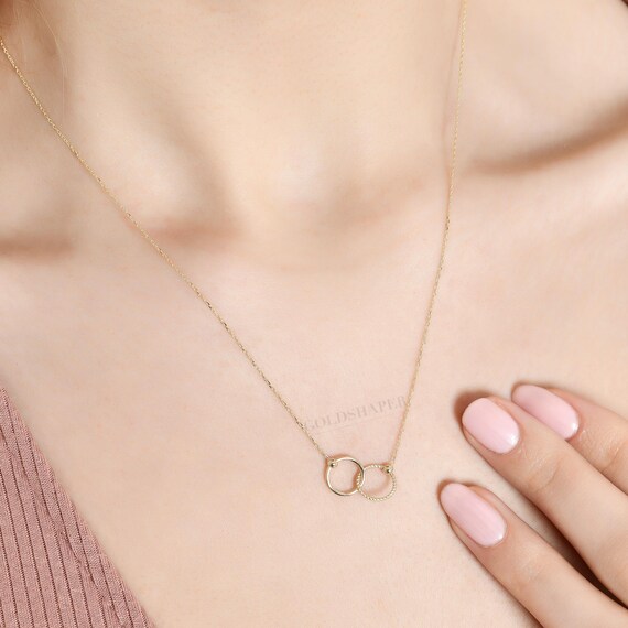 Couple Gold Necklace, 14K Gold Couple Necklace, Circle Necklace, Circle Gold Necklace, Circles Necklace, Infinity Necklace, Love Necklace.